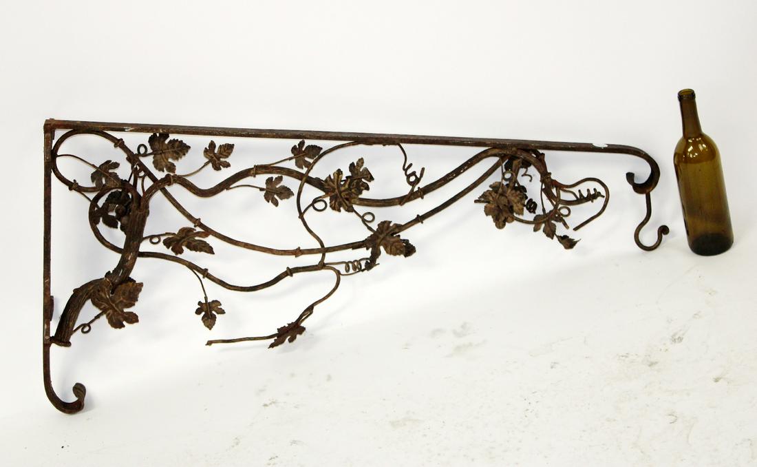 Wrought Iron sign bracket in trailing grape vine motif (1 of 7)