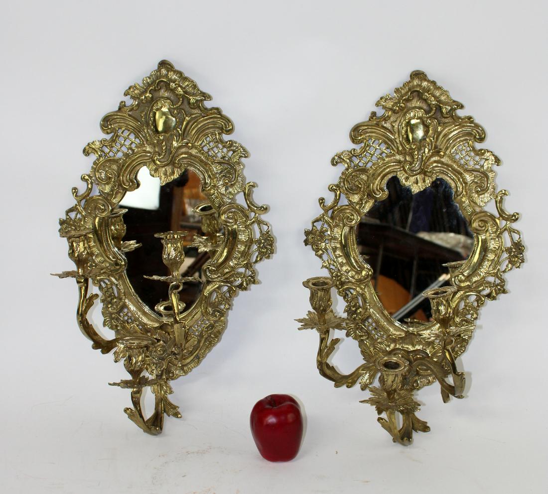 Pair French Louis XV bronze sconces (1 of 5)