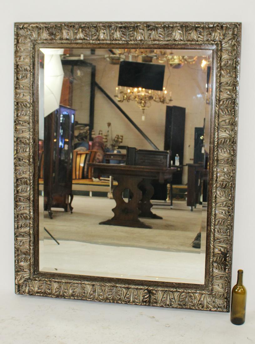 Acanthus decorated silver finish mirror (1 of 7)