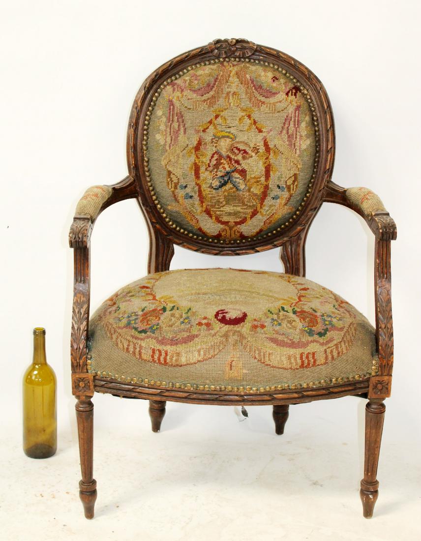 Louis XVI style needlepoint upholstered chair (1 of 6)