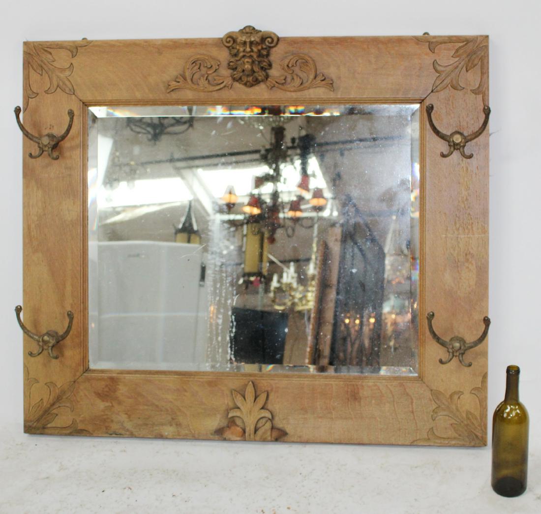 American oak mirror with carved Bacchus (1 of 7)