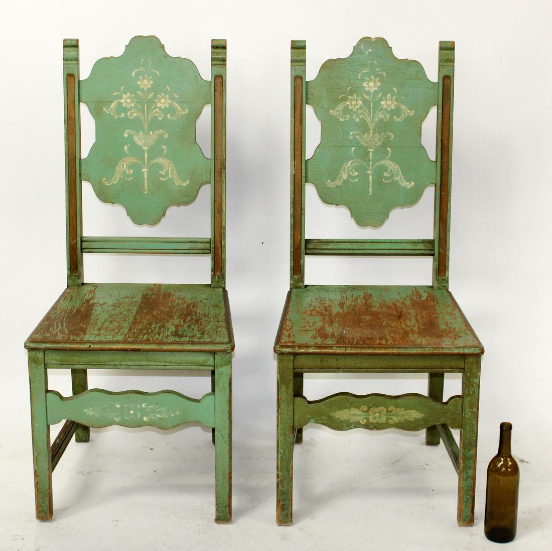 Pair of Provincial painted shield back chairs (1 of 6)