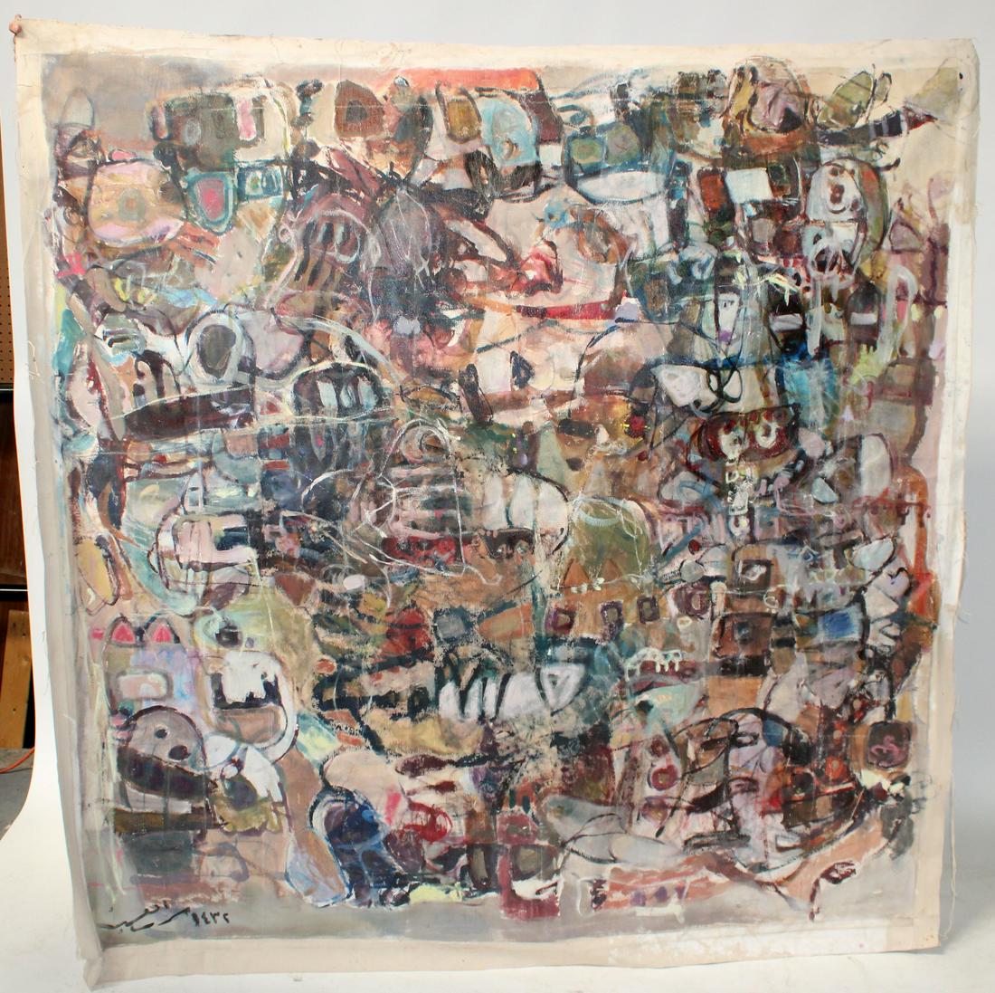 Unstretched Abstract oil on canvas painting (1 of 10)