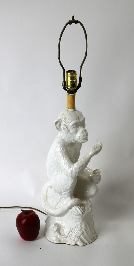 Italian glazed pottery monkey form lamp (1 of 4)