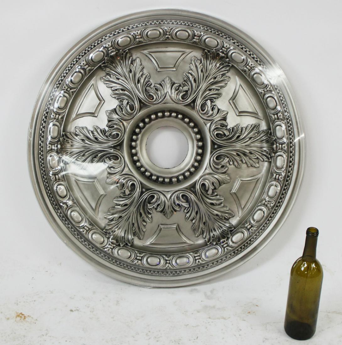 Cast silver painted ceiling medallion (1 of 3)