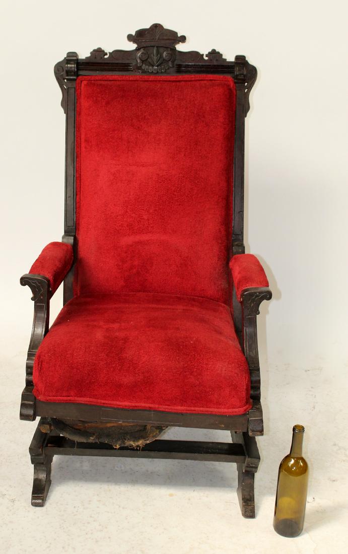 American Victorian upholstered rocking chair (1 of 5)