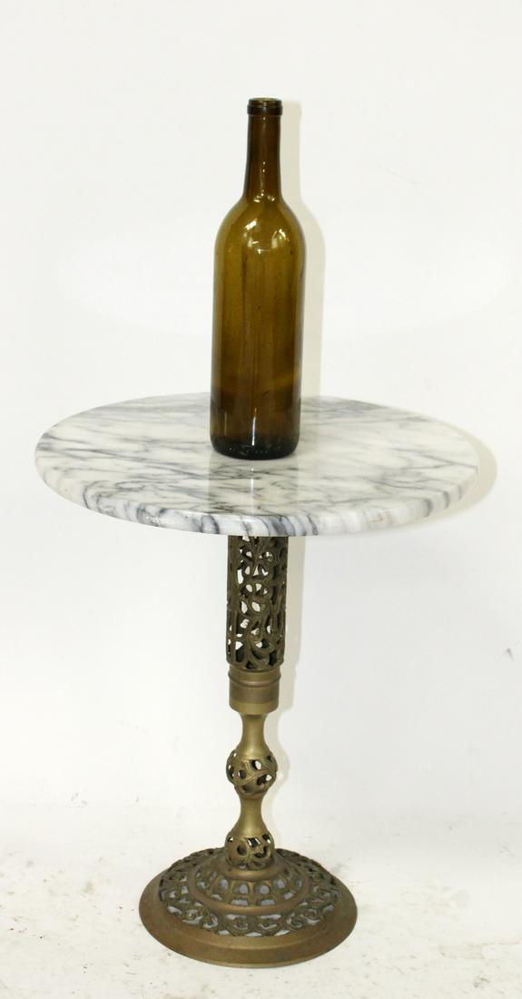 Marble top gueridon table with brass base (1 of 6)