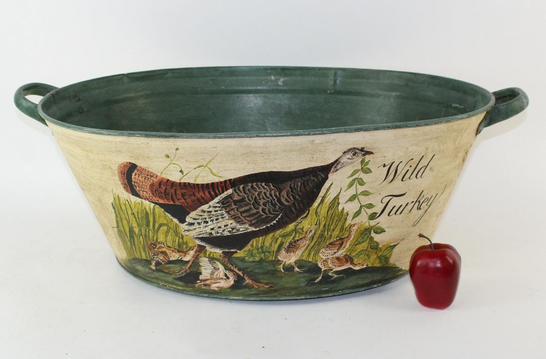 Painted aluminum bucket with turkey (1 of 7)