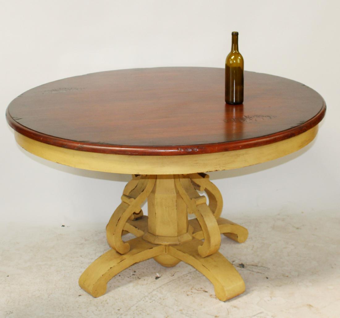 Rustic round pedestal base table (1 of 5)