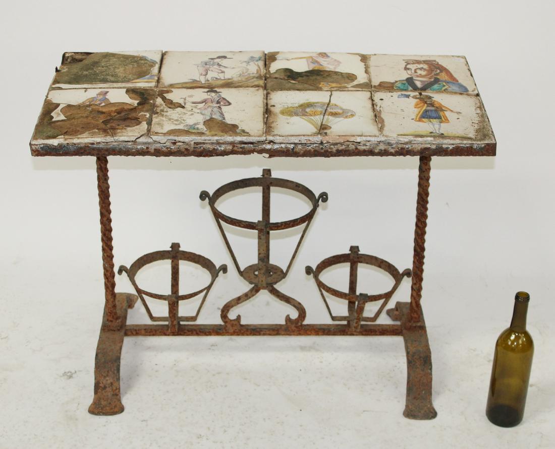 Rustic tile top iron potters table (1 of 6)