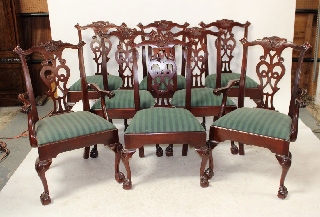 Lot of 8 Century Chippendale style dining chairs (1 of 7)