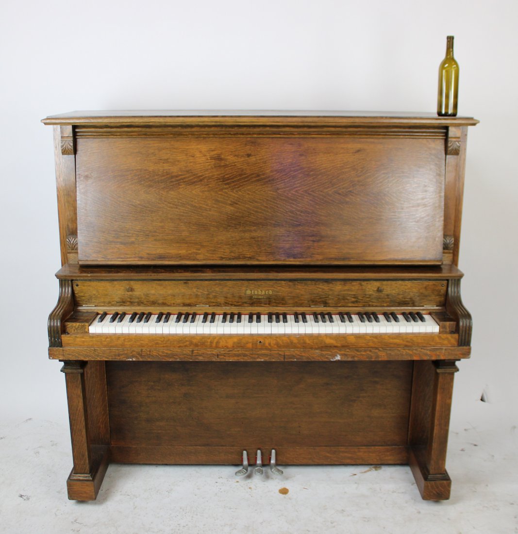 Stodard upright piano in oak case (1 of 8)