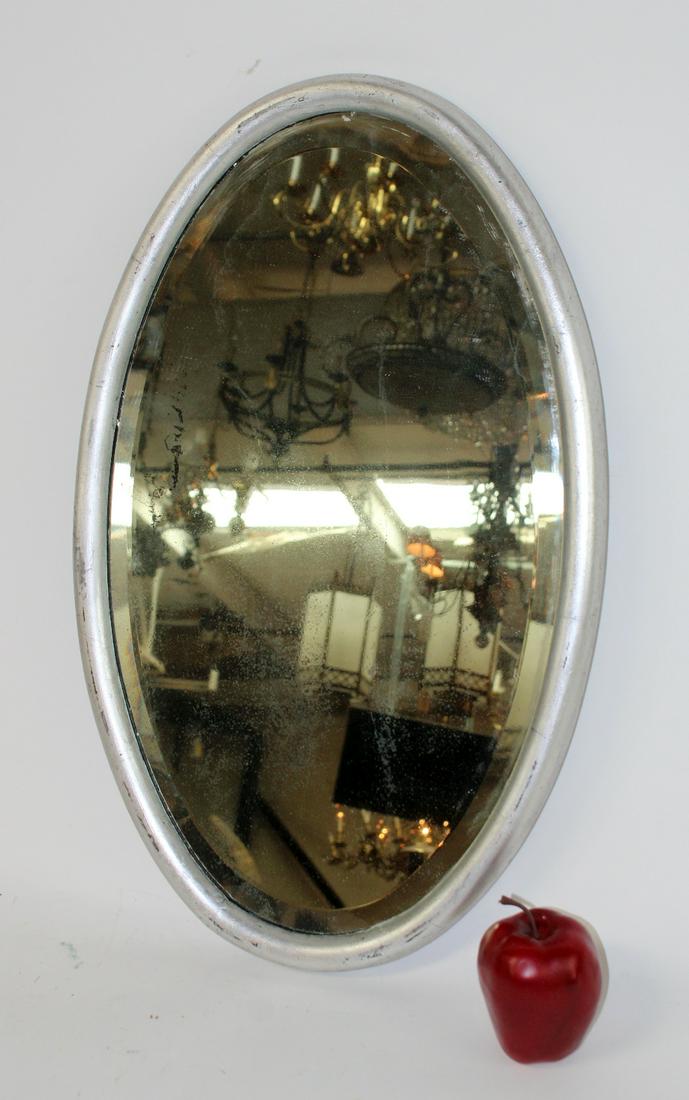 Silver painted oval vintage mirror (1 of 4)