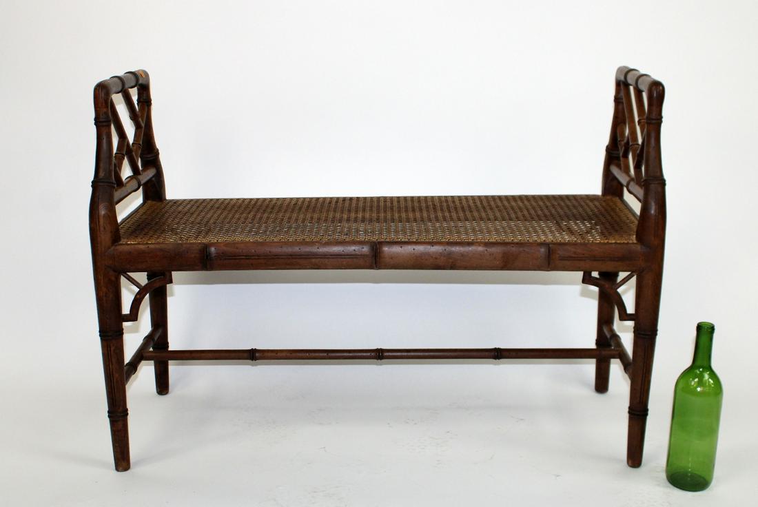 McGuire Chippendale bamboo bench with rattan seat (1 of 6)
