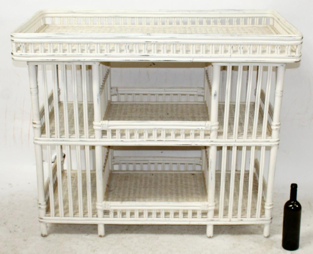 Mid Century painted white bamboo bar table (1 of 3)