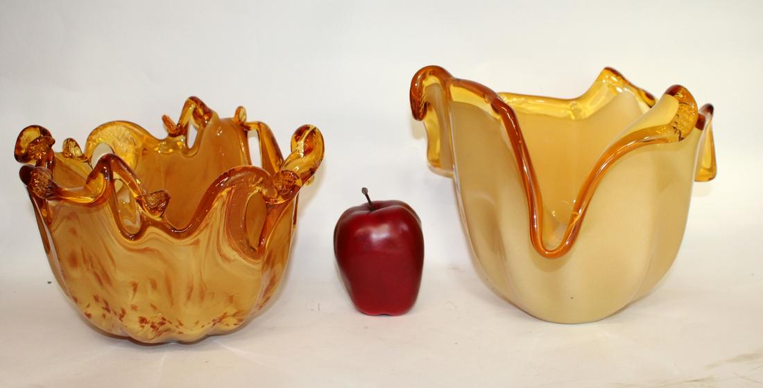Lot of 2 Murano amber glass vases (1 of 5)
