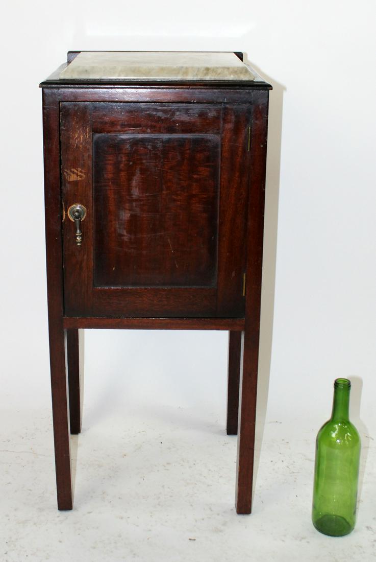 Vintage oak marble top night stand (1 of 6)