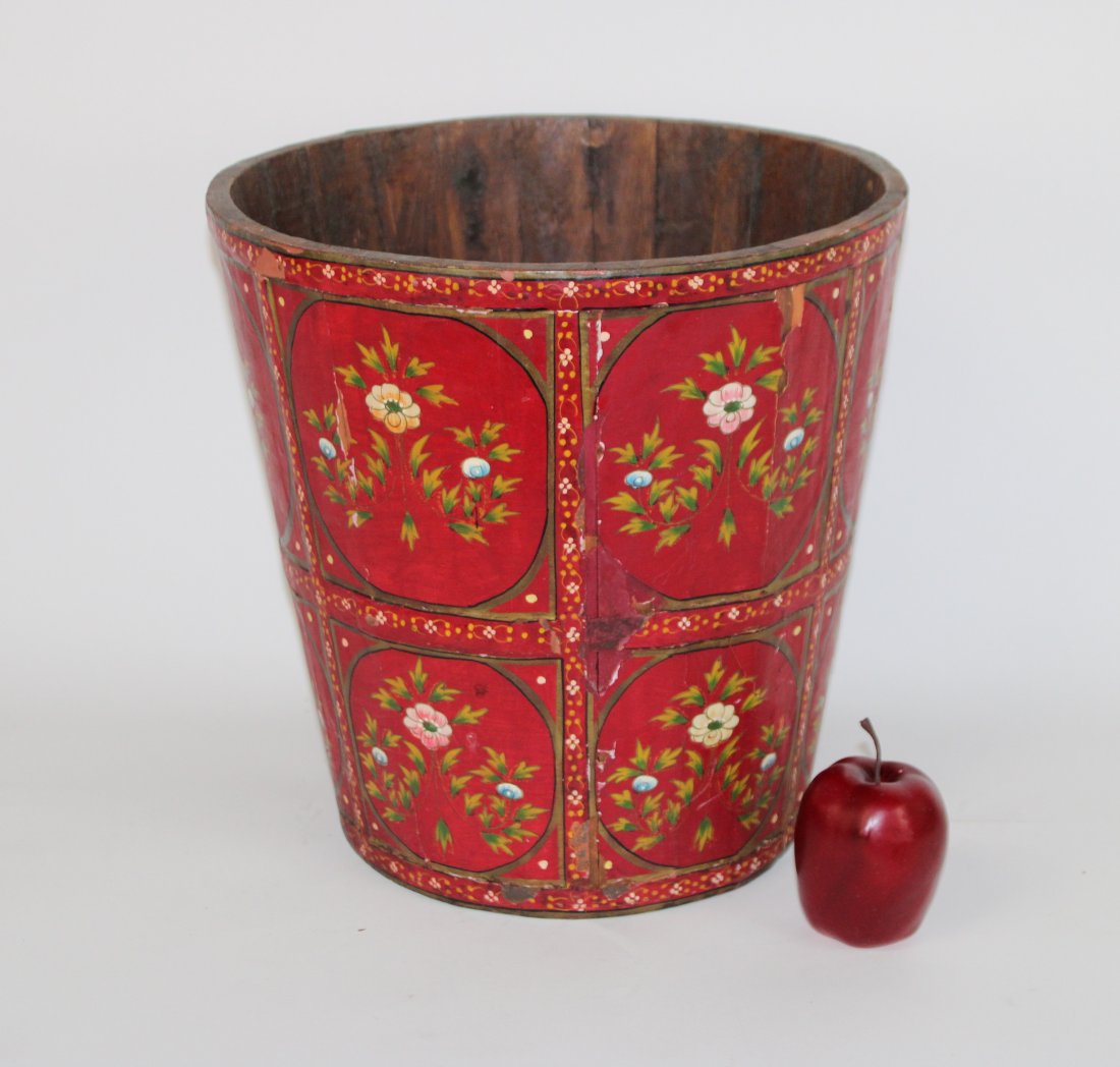 French Provincial painted wooden basket (1 of 8)