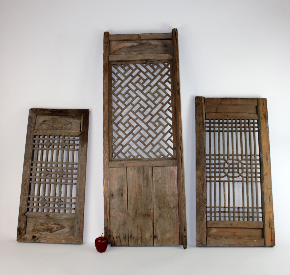 Lot of 3 architectural geometric wooden panels (1 of 13)