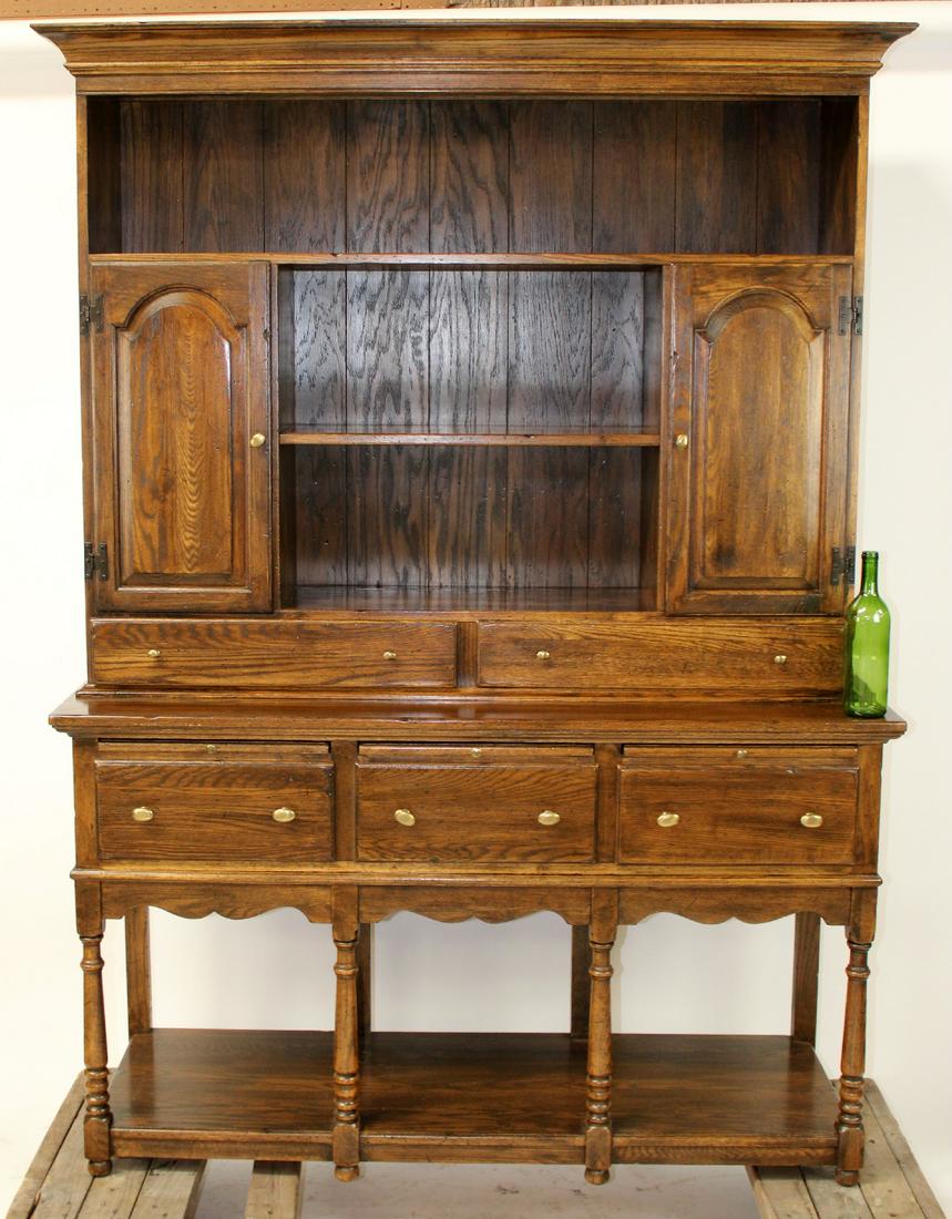 American oak cupboard with hutch (1 of 5)