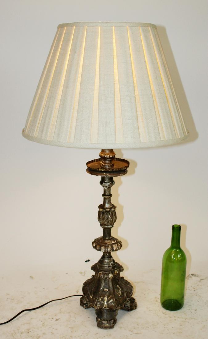 French silver leaf candle stick lamp (1 of 4)