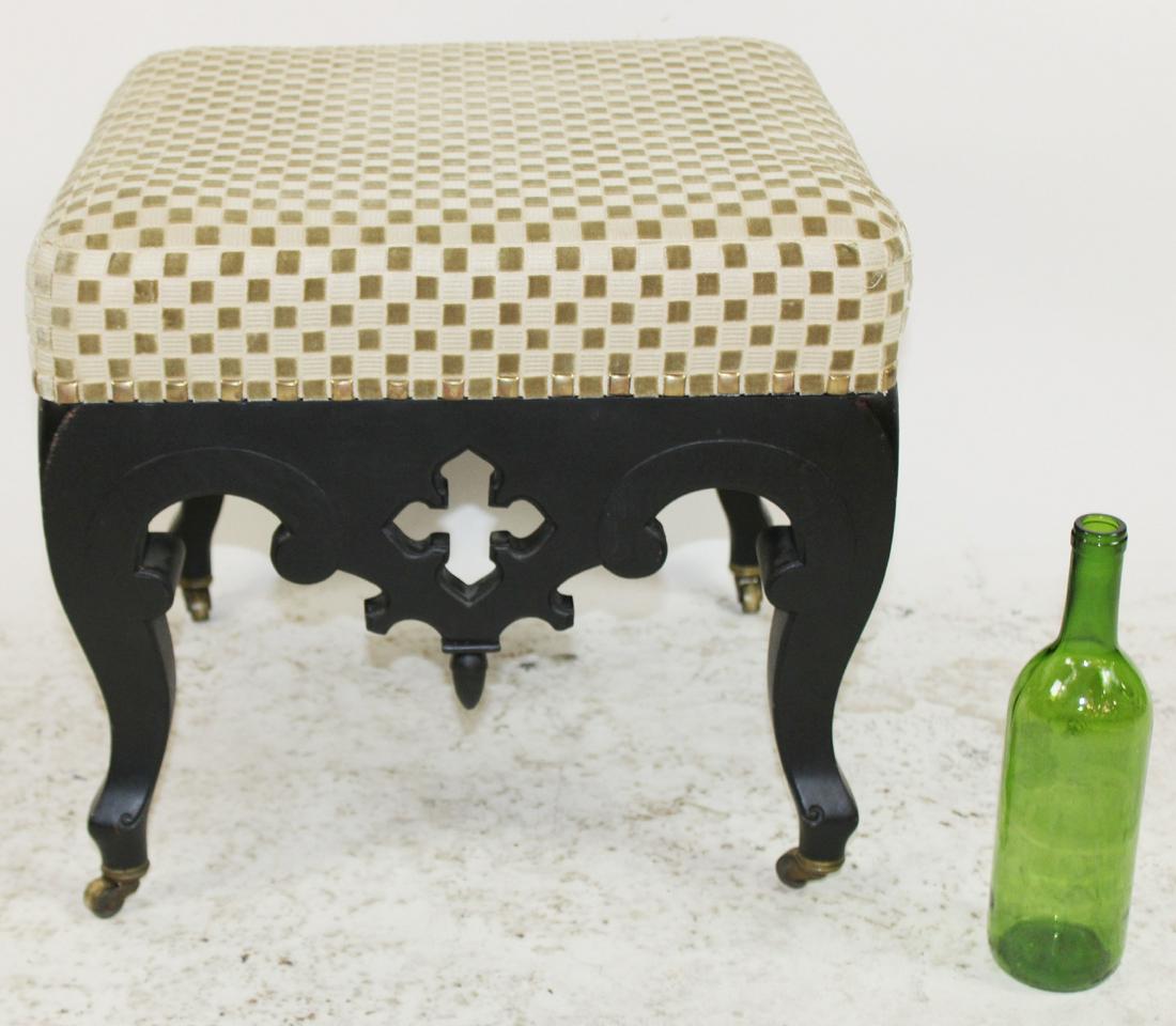 Victorian Gothic Revival upholstered footstool (1 of 7)