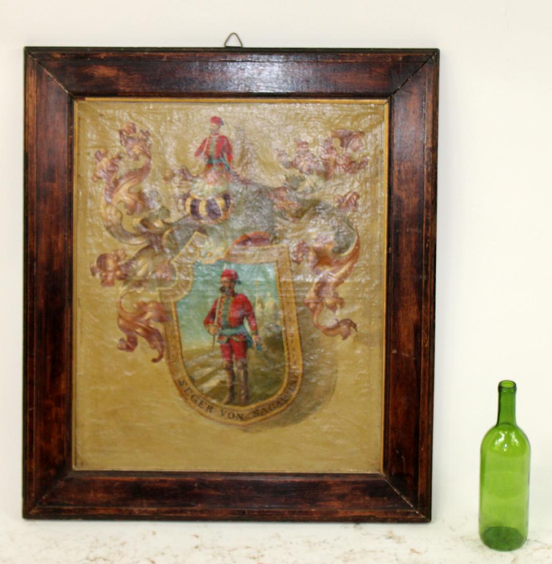 Continental armorial crest oil on canvas (1 of 10)