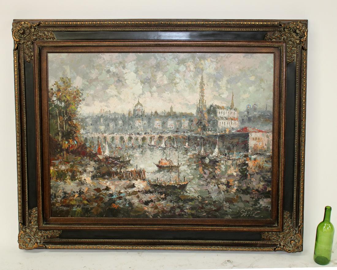 Oil on canvas Impressionist style Paris street scene (1 of 9)