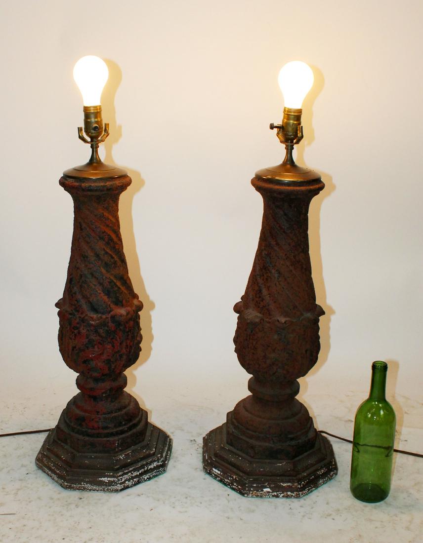 Pair of cast iron finial form lamps (1 of 6)