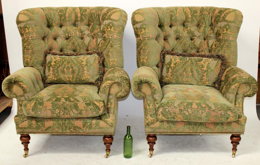 Pair of EJ Victor tufted fireside arm chairs (1 of 8)