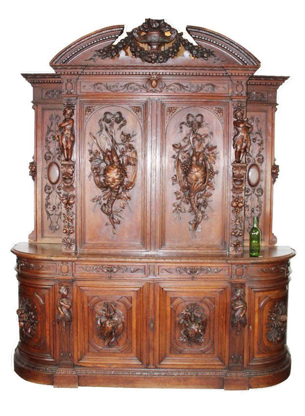 Important French carved oak hunt motif buffet (1 of 8)