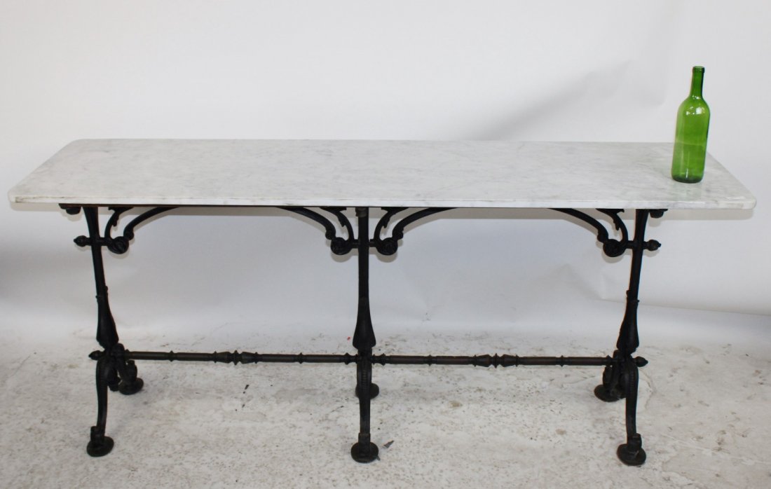 French cast iron triple pedestal pastry table with (1 of 8)