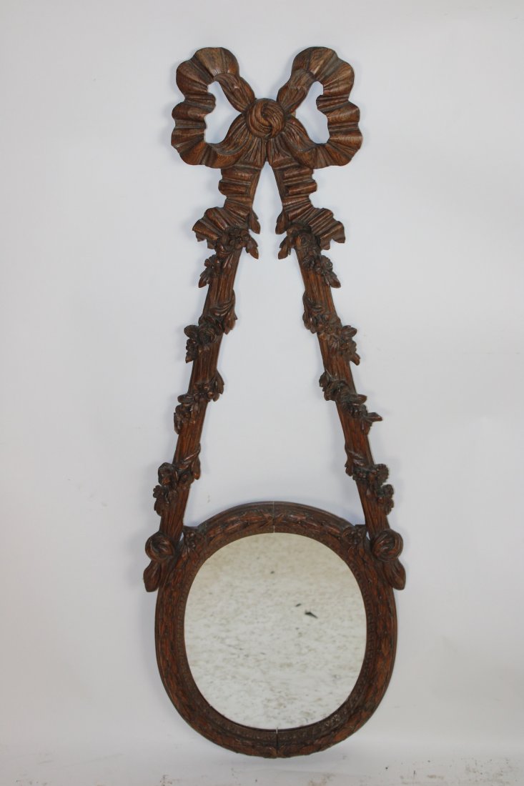 French Louis XVI style oval mirror on ribbon (1 of 8)