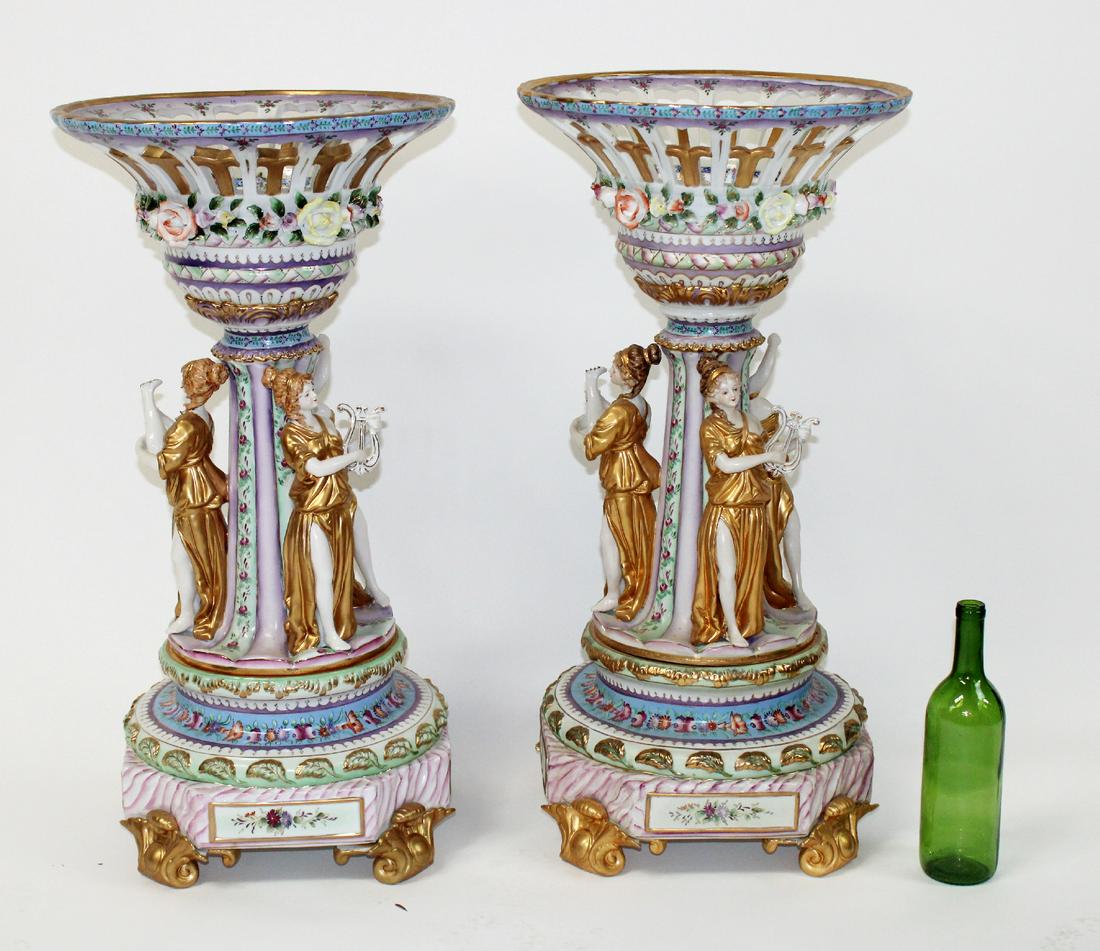 Pair Dresden porcelain figural urns (1 of 14)
