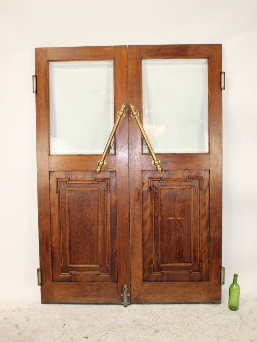 Pair French swinging bistro doors with brass pulls (1 of 6)
