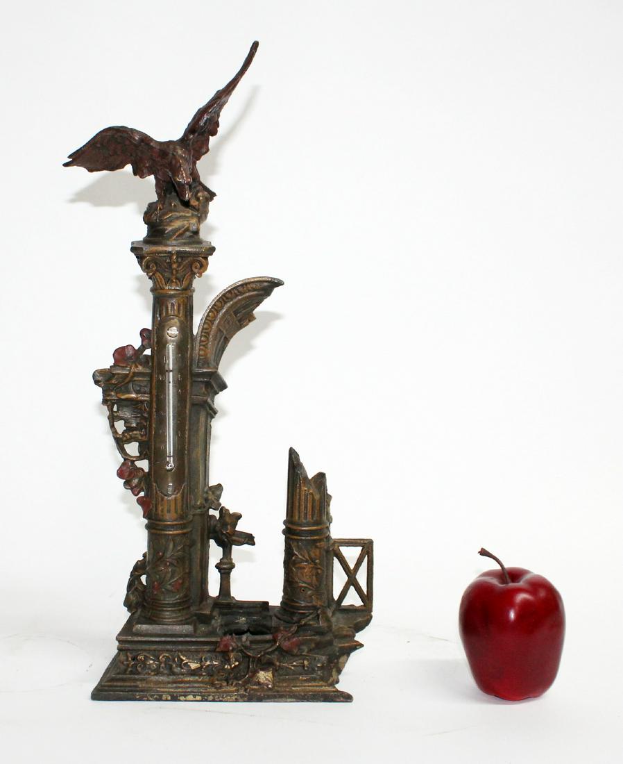 Patinated metal thermometer with eagle (1 of 7)