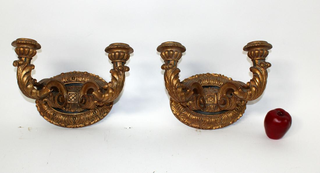 Pair of French Empire giltwood wall sconces (1 of 7)