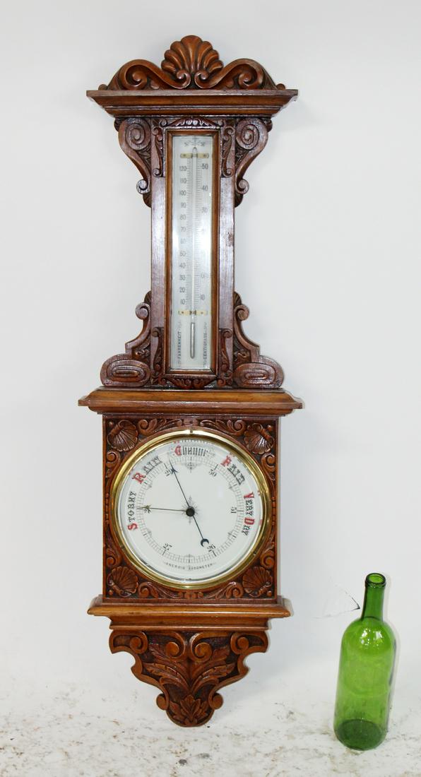 English aneroid barometer in oak case (1 of 9)