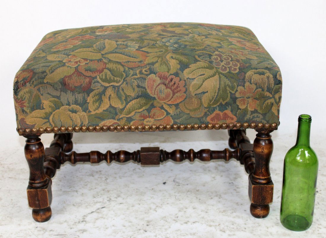 French Louis XIV style carved walnut foot stool (1 of 6)