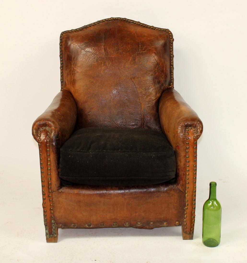 French studded leather club chair (1 of 8)