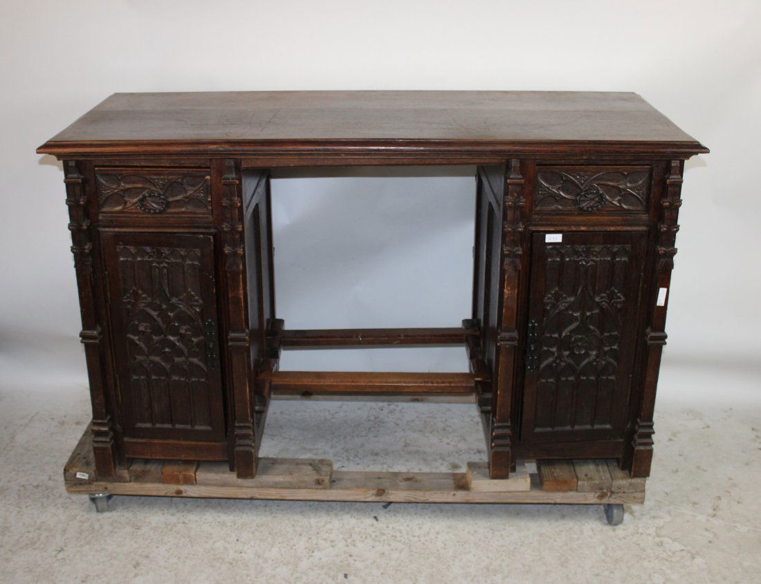 French Gothic Revival carved desk (1 of 7)