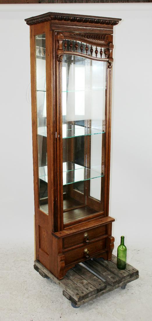 American curio cabinet in oak with fretwork (1 of 9)