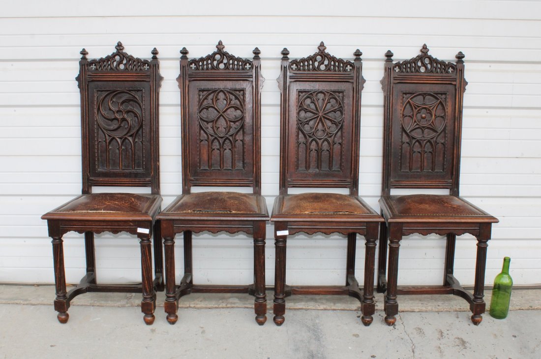 Lot of 4 French Gothic Revival chairs (1 of 10)