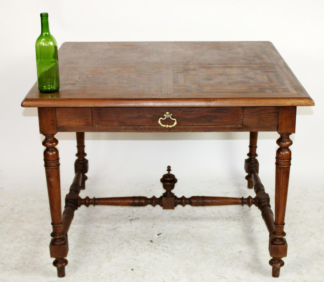 French square table with paneled parquet top (1 of 7)