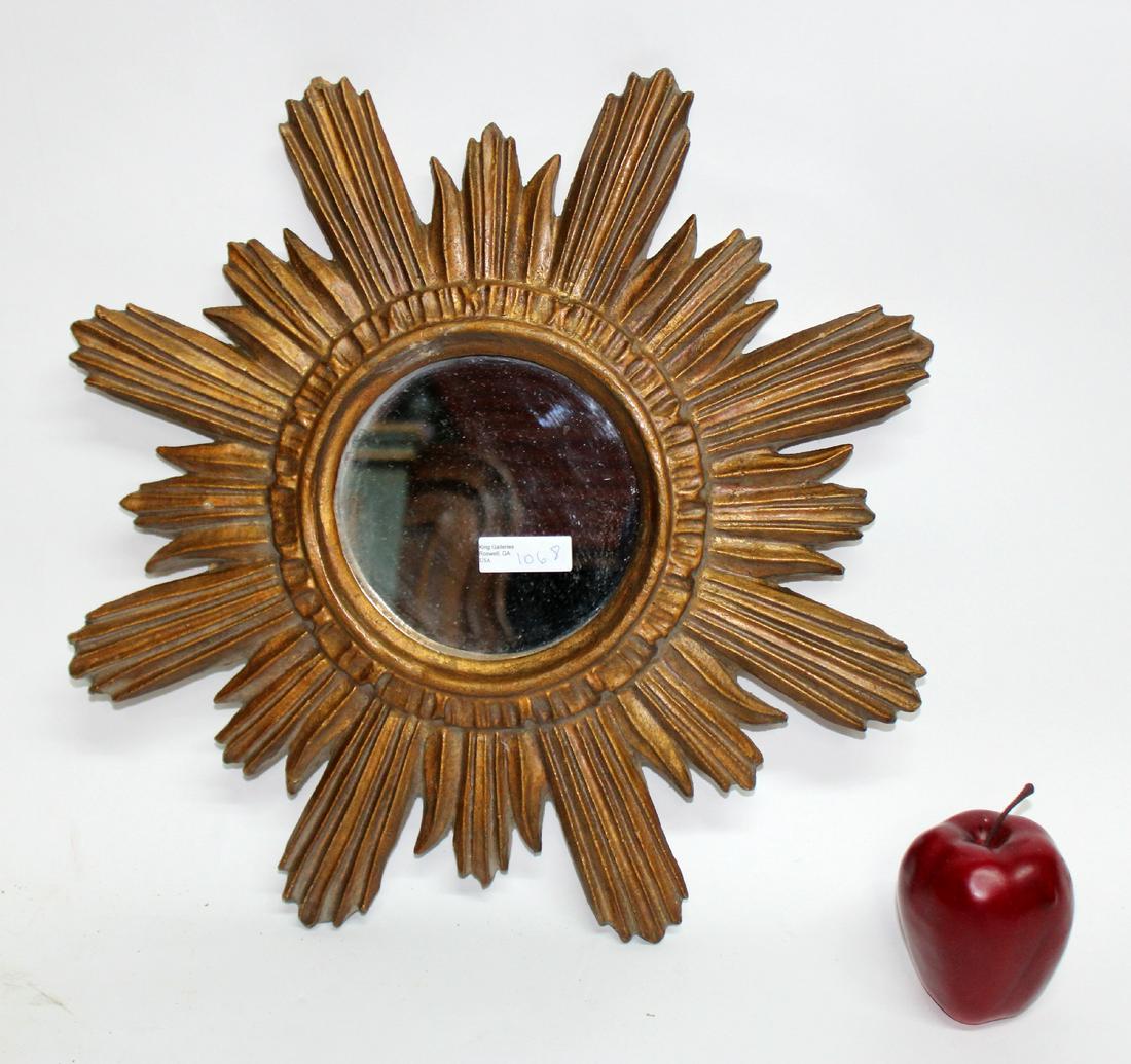 French mid century wooden sunburst mirror (1 of 5)