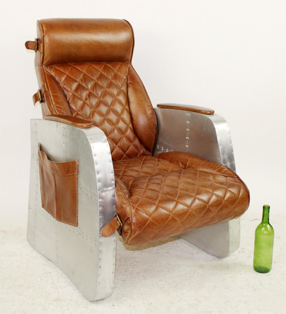 Aviator style club chair with quilted leather (1 of 10)