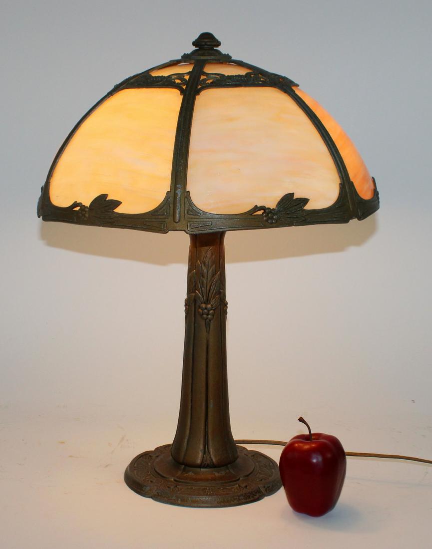 Miller paneled slag glass table lamp (1 of 10)