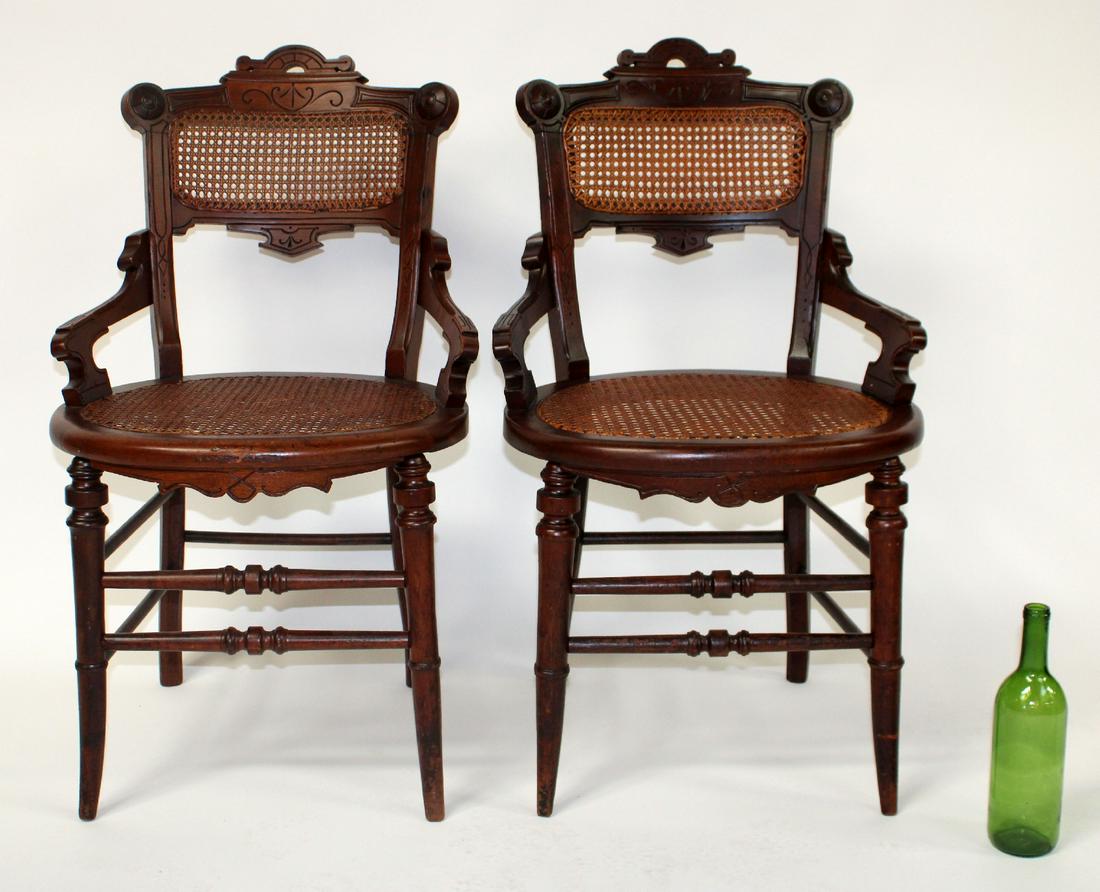 Pair American Victorian caned side chairs (1 of 9)