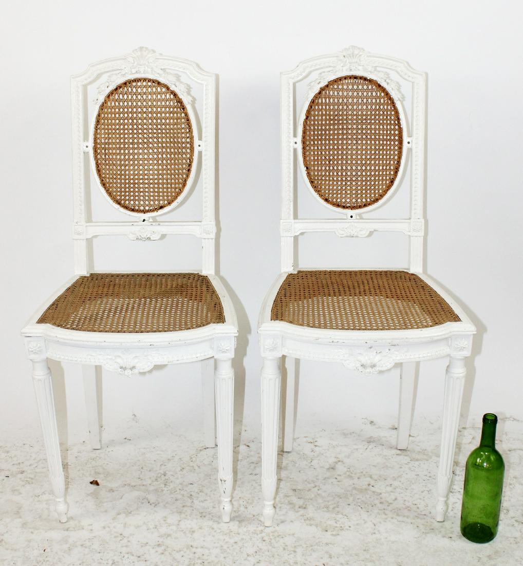 Pair French Louis XVI style painted chairs (1 of 8)