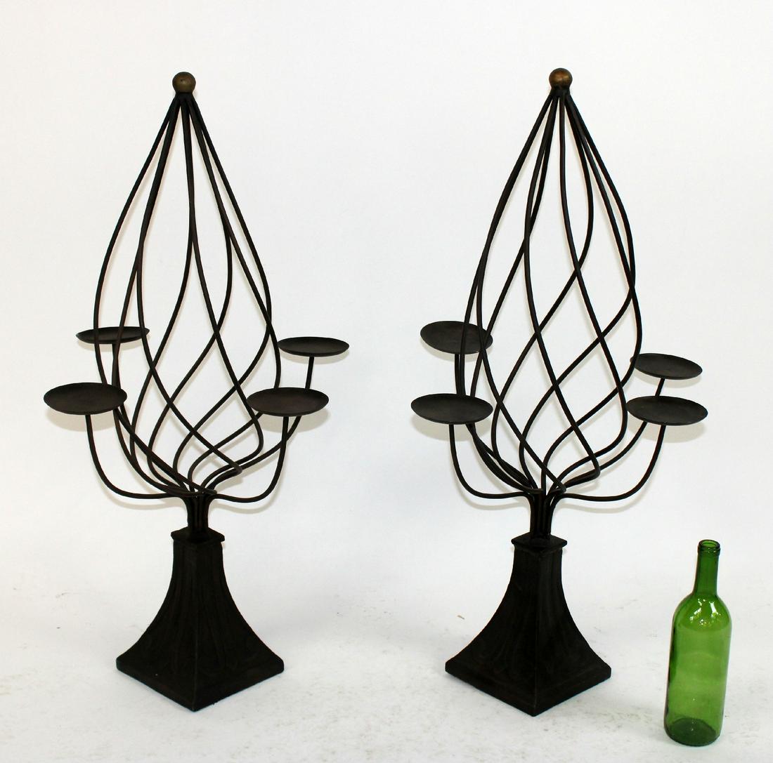 Pair open spiral iron candle holders (1 of 7)